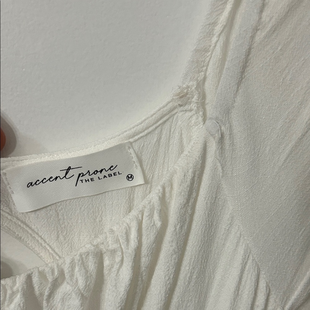 Accent the Label Dress Medium White Cottagecore Squared Milkmaid Bridal - Picture 5 of 16